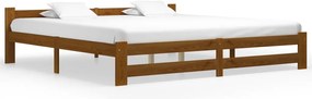 Estrutura de cama 200x200 cm pinho maciço castanho mel