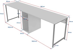 Secretária Twin Study Desk – Travertine Gold – 240 cm x 74 cm x 60 cm