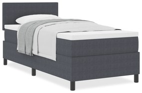 Cama Box Spring com Colchão Cinza Escuro 90x200 cm Tecido de Veludo