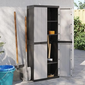 Móvel de arrumação para exterior 65x37x165 PP cinzento e preto