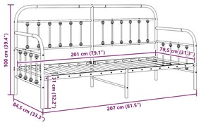 Estrutura de Cama Dia vidaXL Branca 80x200 cm Aço