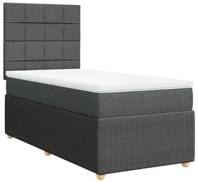 Cama com molas/colchão 90x200 cm tecido cinzento-escuro