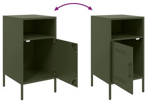 Mesa de cabeceira 36x39x68 cm aço verde-azeitona