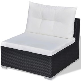 10 pcs conjunto lounge de jardim c/ almofadões vime PE preto