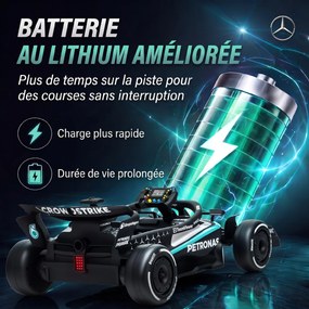 Kart elétrico para crianças de 12 V, Mercedes-AMG PETRONAS F1 com 2 motores, comando à distância, 3 velocidades, preto