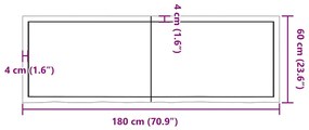 Prateleira de parede 180x60x(2-6)cm carvalho maciço não tratado