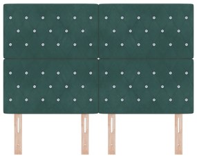 Cabeceira com Botões de Cristal Tufted Verde Escura 160 cm Veludo