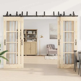 Kit de ferragens para porta deslizante 305 cm aço preto