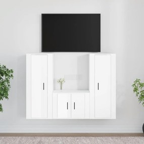 3188744 vidaXL 3 pcs conjunto móveis de TV madeira processada branco brilhante