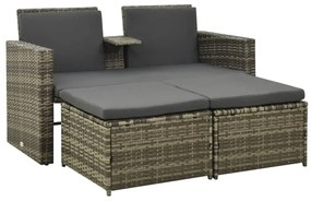 vidaXL 3 pcs conjunto lounge de jardim c/ almofadões vime PE cinzento