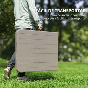 Conjunto de Campismo Dobrável de 3 Peças Inclui 1 Mesa 180x74x74 cm e 2 Bancos 182x28x42 cm Efeito Madeira Castanho
