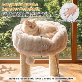 Árvore  para Gatos Pequena, 40 x 40 x 50,5 cm, Plataforma Superior de Pelúcia, Branco