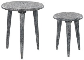Conjunto de 2 mesas de apoio em madeira de mango cinzenta JATRA Beliani