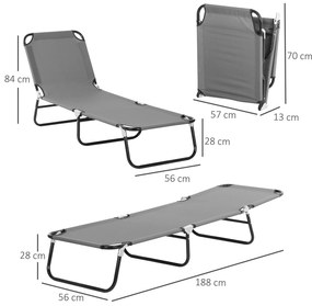 Espreguiçadeira Dobrável Reclinável – Relaxa Pliant – Cinzento – 188x5