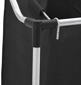 Separador de roupa suja com 3 sacos aço preto