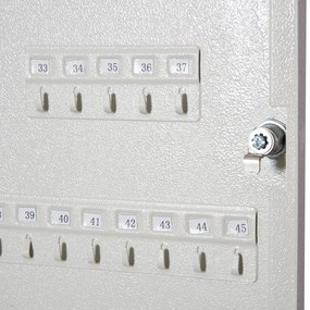 HOMCOM Chaveiro 45 Ganchos Chaveiro de Parede Caixa de Segurança com Fechadura Etiquetas 30x24x7,5 cm Aço
