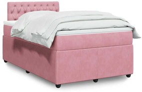 Cama boxspring com colchão 120x200 cm veludo rosa