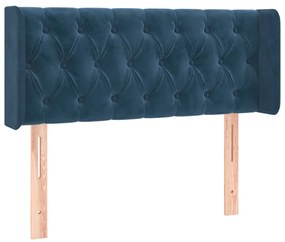 Cabeceira de cama c/ luzes LED veludo 93x16x78/88cm azul-escuro