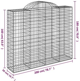 Cestos gabião arqueados 5pcs 200x50x160/180cm ferro galvanizado