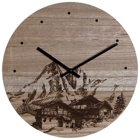 Relógio de Parede DKD Home Decor Montanha Preto Madeira MDF (30 x 30 x 1.5 cm)