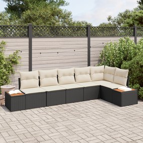 vidaXL Conjunto de Sofá de Jardim com 6 Peças e Almofadas em Rattan Preto