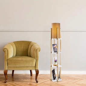 Candeeiro de Pé 7120 – Branco e Dourado – 25 x 25 x 130 cm