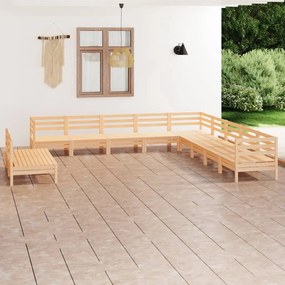11 pcs conjunto lounge de jardim pinho maciço