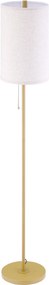 Candeeiro de pé, 40 W máx., base em forma de mastro em aço dourado, abajur em linho creme, 25,5 x 25,5 x 157 cm, dourado e bege