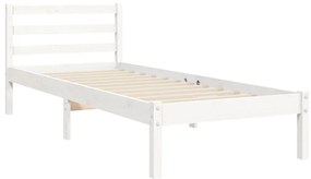 Estrutura de cama com cabeceira 100x200cm madeira maciça branco