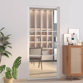 vidaXL Porta de interior 93x201,5 cm vidro ESG e alumínio branco