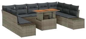 Conjunto de Jantar de Jardim de 10 Peças com Almofadas em Rattan Sinté