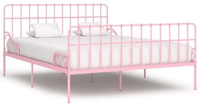 Estrutura de cama com estrado de ripas 200x200 cm metal rosa