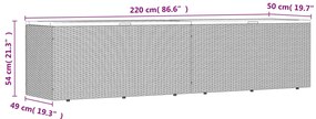 Caixa arrumação jardim 220x50x54 cm vime PE/acácia maciça bege