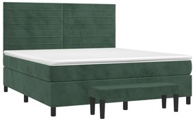 Cama com molas/colchão 180x200 cm veludo verde-escuro