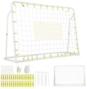 Baliza de futebol com ângulo ajustável e rede de ressalto e rede baliza comEstrutura metálica robusta para crianças com mais de 6 anos 187 x 122,5 cm