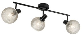 Foco de design preto com vidro fumê 3 luzes - Chico Design