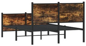Estrutura de cama sem colchão 120x190 cm metal carvalho fumado