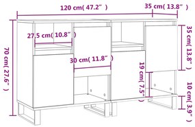 Aparador Portucale de 120cm - Preto - Design Moderno