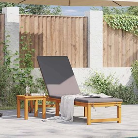 vidaXL Cama de sol com mesa e almofada em madeira de acácia