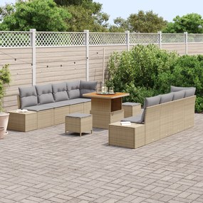 Conjunto de Sofá de Jardim com 11 Peças e Almofadas em Rattan Poliprop