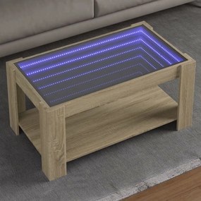Mesa de centro c/ LEDs 93x53x45 cm madeira processada