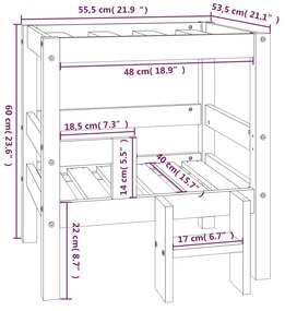 Cama para cães 55,5x53,5x60 cm madeira de pinho maciça branco