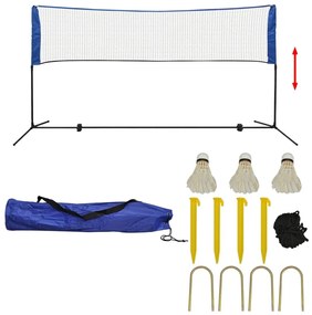 91307 vidaXL Conjunto rede de badminton com volantes 300 x 155 cm
