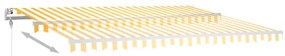 Toldo automático LED e sensor de vento 450x350cm amarelo/branco