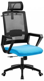 Cadeira de escritório ASTON, preto, rede preta, tecido azul