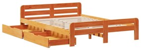 Cama sem colchão 140x190 cm pinho maciço castanho-mel