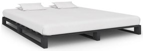 Estrutura de cama em paletes pinho maciço 180x200 cm cinzento