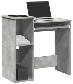 vidaXL Secretária c/ prateleiras 84x40x78 cm contrap. cinzento cimento