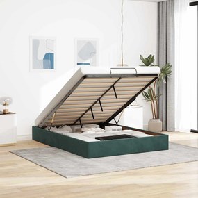 vidaXL Estrutura de cama otomana sem colchão 140x200 cm verde escuro