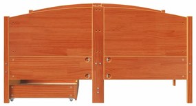 Cama sem colchão 140x190 cm pinho maciço castanho-mel